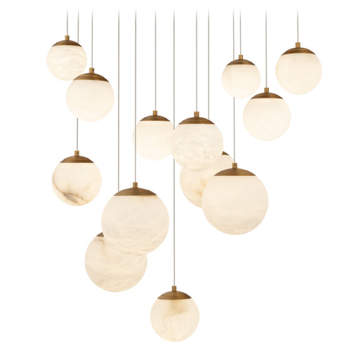 Modern Forms by WAC Lighting Modern Forms Pisces Aged Brass LED Multi-Light Pendant with Globe Shade PD-34413S-AB