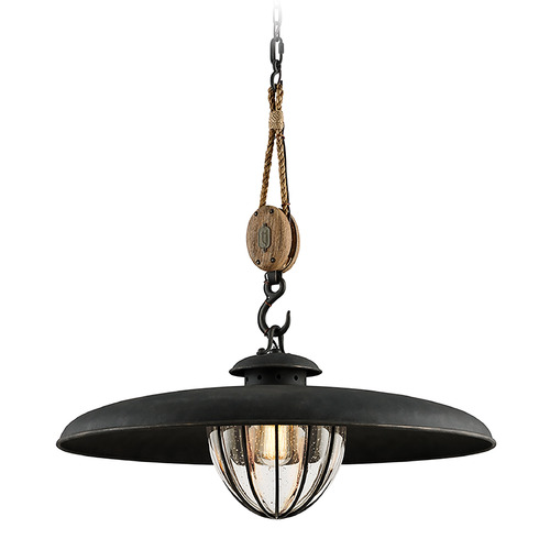 Troy Lighting Murphy Forged Iron Pendant Light with Bowl / Dome Shade