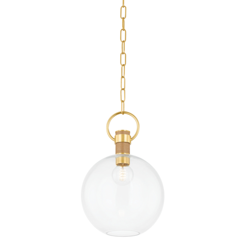 Mitzi by Hudson Valley Catrine 12-Inch Pendant in Aged Brass by Mitzi by Hudson Valley H933701S-AGB