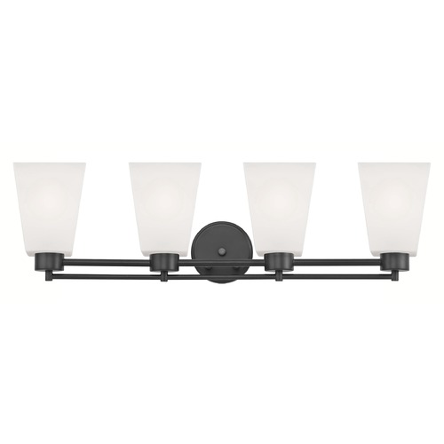 Design Classics Lighting Modern Bathroom Light White Glass Black 4 Lt 704-07 GL1057