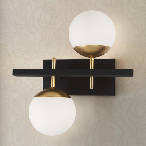 Alluria 2-Light Wall Sconce in Weathered Black & Autumn Gold by George Kovacs