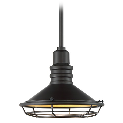 Blue Harbor Dark Bronze & Gold Outdoor Hanging Light by Satco Lighting