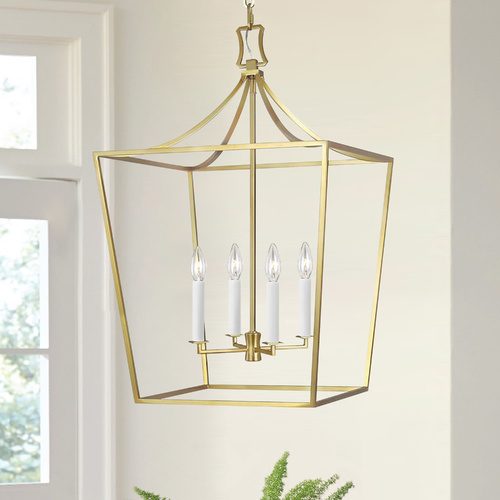 Chapman & Meyers 18-Inch Southold Burnished Brass Hanging Lantern by Visual Comfort Studio