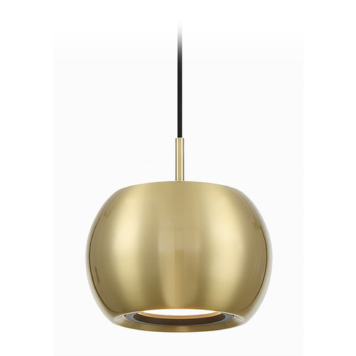 George Kovacs Halo Coal & Brushed Gold LED Mini-Pendant Light with Oval Shade