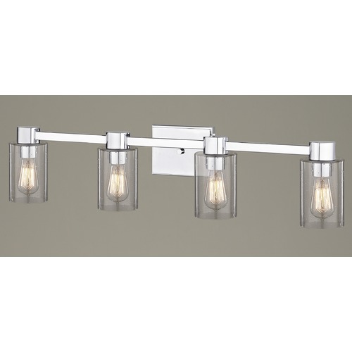 Design Classics Lighting 4-Light Seeded Glass Bathroom Light Chrome 2104-26 GL1041C