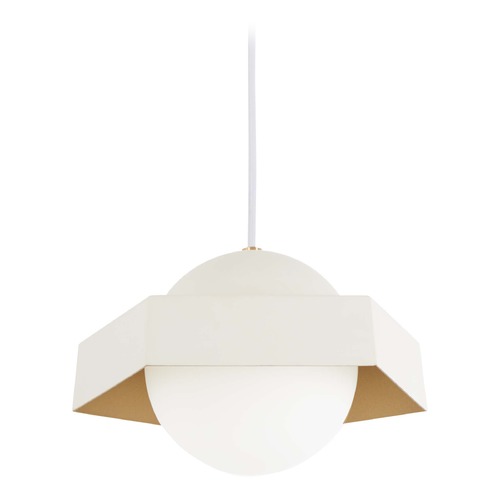 Five-O LED Pendant in Texured White & Gold Leaf by George Kovacs