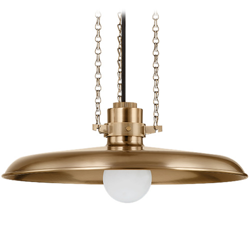 Troy Lighting Troy Lighting Rainhill Patina Brass LED Pendant Light with Warehouse Shade F3216-PBR