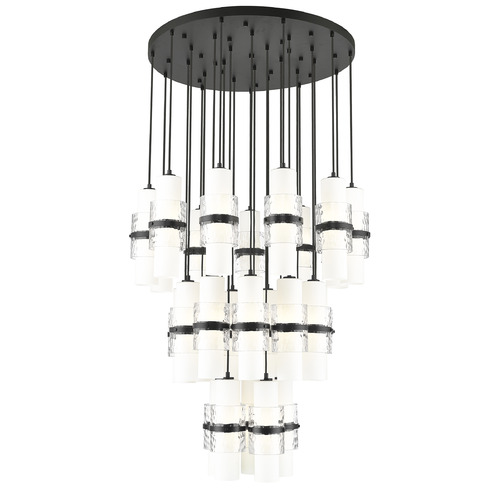 Z-Lite Cayden Matte Black Multi-Light Pendant with Cylindrical Shade