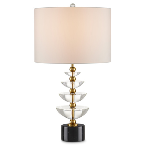 Currey and Company Waterfall Clear / Natural / Brass Table Lamp with Drum Shade