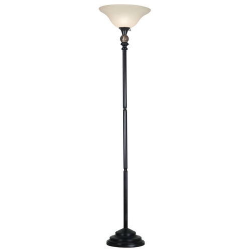 Kenroy Home Lighting Torchiere Lamp with Beige / Cream Glass in Oil Rubbed Bronze Finish 21007ORB