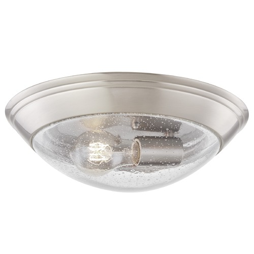 12-Inch Industrial Seeded Glass Flush-Mount in Satin Nickel