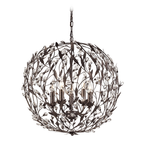 Elk Lighting Crystal Pendant Light in Deep Rust Finish 18135/5