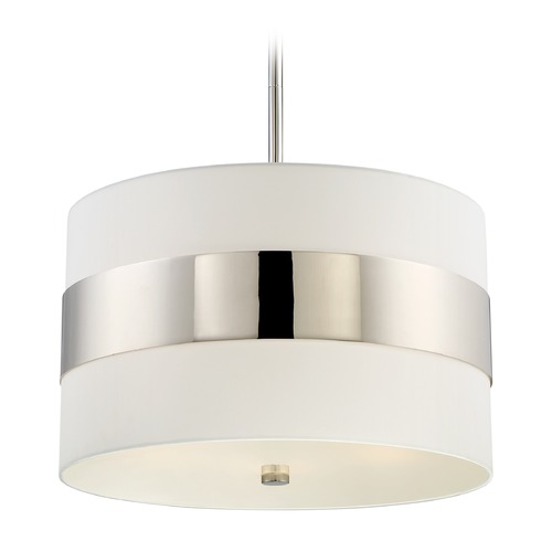 Crystorama Lighting Crystorama Lighting Grayson Polished Nickel Pendant Light with Drum Shade 297-PN