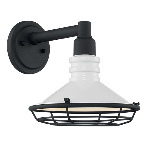 Satco Lighting Blue Harbor Gloss White & Textured Black Outdoor Wall Light by Satco Lighting 60/7051