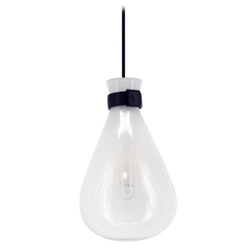 Del Mar 6-Inch Wide Pendant in Black Leather by Avenue Lighting