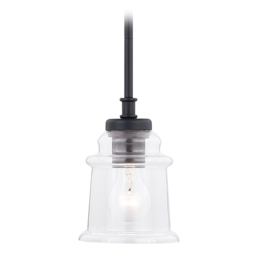 Vaxcel Lighting Toledo Matte Black Mini-Pendant Light with Bell Shade