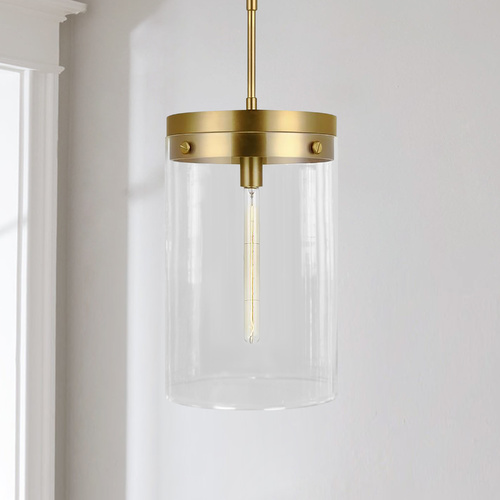 Chapman & Meyers Garrett 29.50-Inch Tall Garrett Burnished Brass Pendant by Visual Comfort Studio