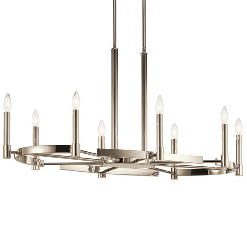 Tolani 8-Light Linear Chandelier in Polished Nickel by Kichler
