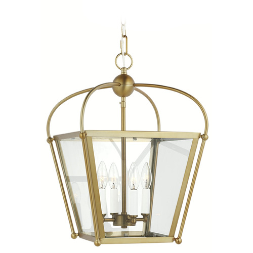 Visual Comfort Studio Collection Charleston Satin Brass Pendant Light with Square Shade