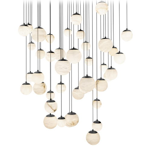 Modern Forms by WAC Lighting Modern Forms Pisces Black LED Multi-Light Pendant with Globe Shade PD-34441S-BK