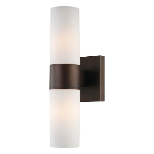 Sconce Wall Light with White Glass in Copper Bronze Patina by Minka Lavery
