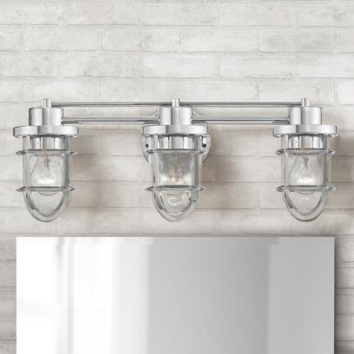Design Classics Lighting Seeded Glass Bathroom Light Chrome Cage 3 Lt 1843-26