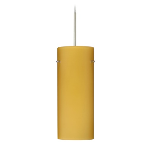 Besa Lighting Stilo Satin Nickel LED Mini-Pendant Light with Cylindrical Shade