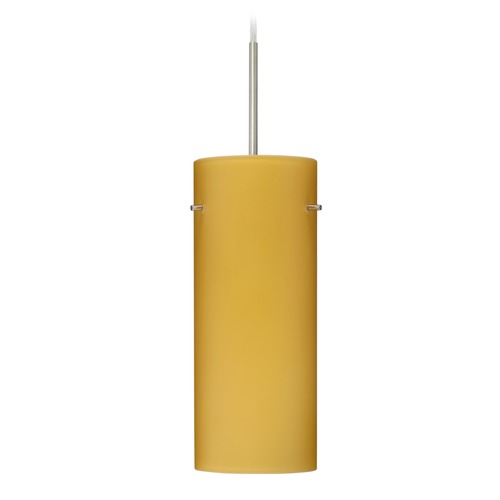 Besa Lighting Besa Lighting Stilo Satin Nickel LED Mini-Pendant Light with Cylindrical Shade 1JT-4123VM-LED-SN