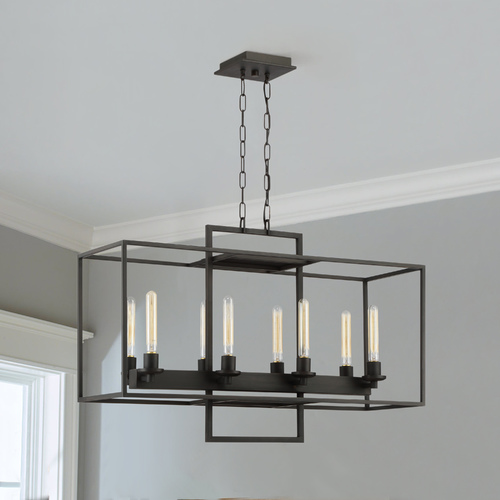 Cubic 36-Inch Open Frame Linear Chandelier in Aged Bronze Brushed by Craftmade Lighting