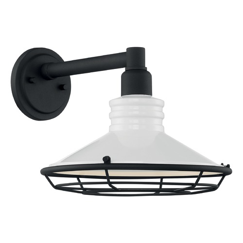 Satco Lighting Blue Harbor Gloss White & Textured Black Outdoor Wall Light by Satco Lighting 60/7052