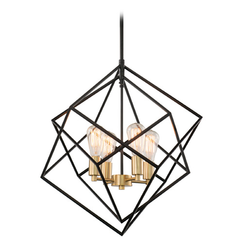 Vaxcel Lighting Rad Black & Natural Brass Pendant Light
