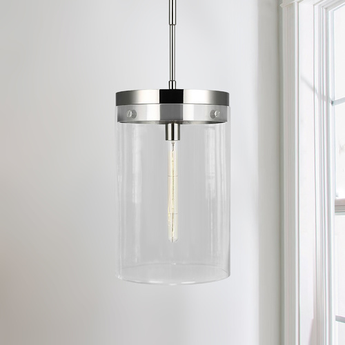 Chapman & Meyers Garrett 29.50-Inch Tall Garrett Polished Nickel Pendant by Visual Comfort Studio