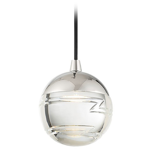 George Kovacs Lighting George Kovacs Hail Polished Nickel LED Mini-Pendant Light with Globe Shade P5591-613-L