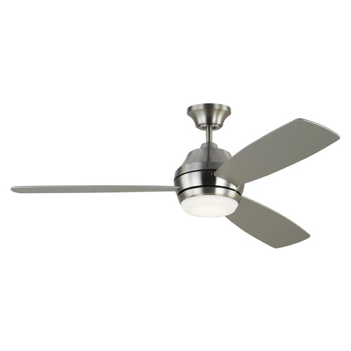 Visual Comfort Fan Collection Visual Comfort Fan Collection Ikon 52 LED Brushed Steel LED Ceiling Fan with Light 3IKDR52BSD