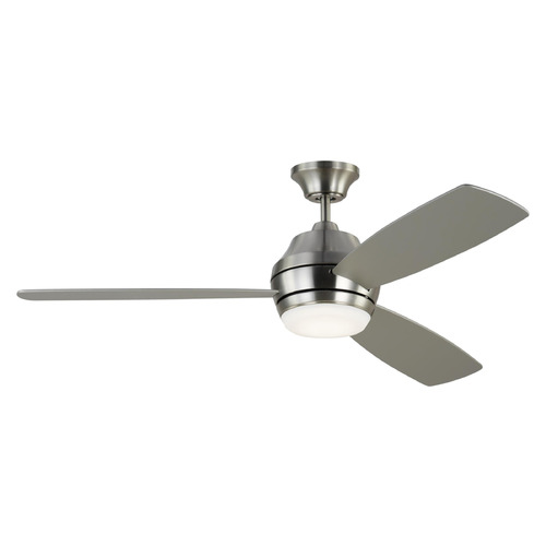 Visual Comfort Fan Collection Ikon 52 LED Brushed Steel LED Ceiling Fan with Light