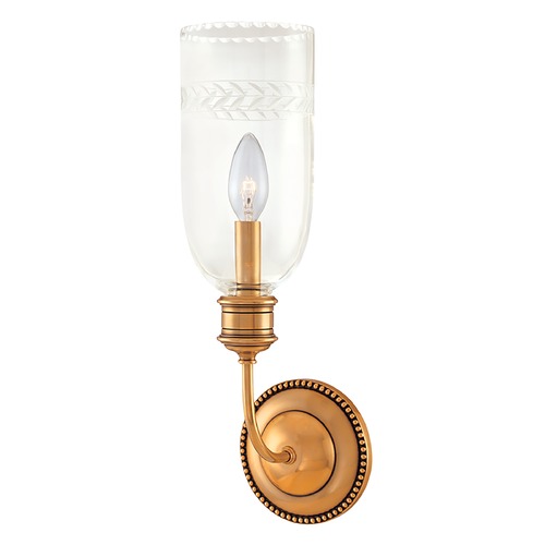 Hudson Valley Lighting Sconce Wall Light with Clear Glass in Aged Brass Finish 291-AGB