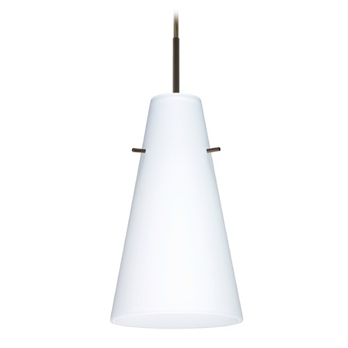 Besa Lighting Besa Lighting Cierro Bronze LED Mini-Pendant Light with Conical Shade 1JT-412407-LED-BR