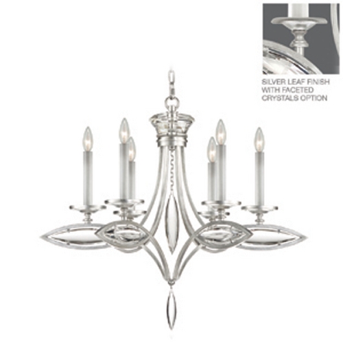 Fine Art Lamps Marquise Platinized Silver Leaf Crystal Chandelier