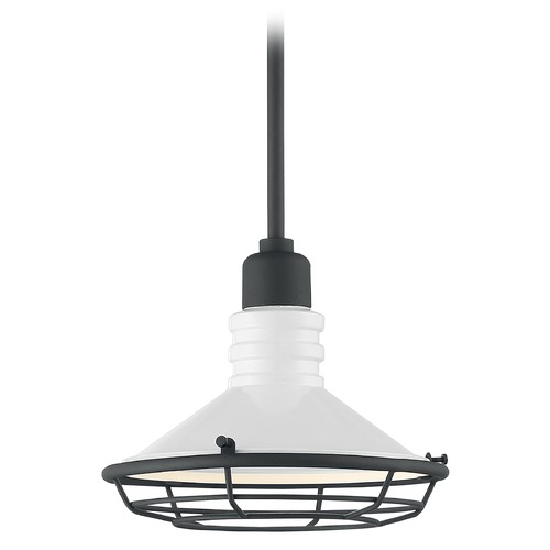 Blue Harbor Gloss White & Black Accents Outdoor Hanging Light by Satco Lighting
