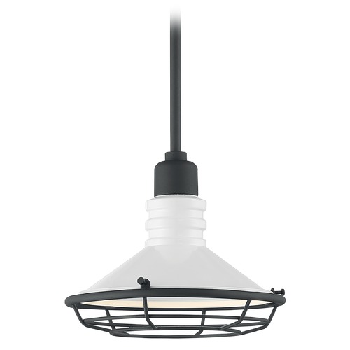 Satco Lighting Blue Harbor Gloss White & Black Accents Outdoor Hanging Light by Satco Lighting 60/7053