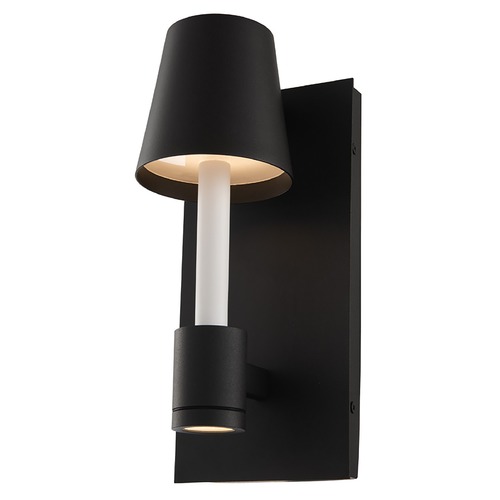 Kalco Lighting Candelero Small Outdoor LED Wall Sconce in Matte Black/White Accents 405321MBW