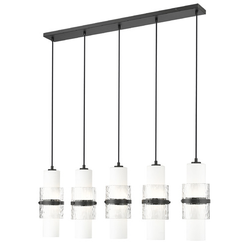 Z-Lite Cayden Matte Black Multi-Light Pendant with Cylindrical Shade