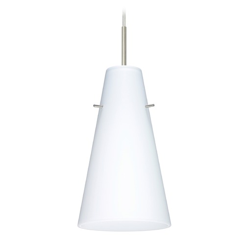 Besa Lighting Besa Lighting Cierro Satin Nickel LED Mini-Pendant Light with Conical Shade 1JT-412407-LED-SN