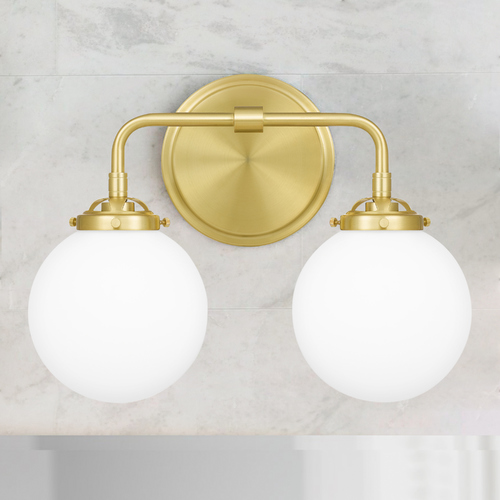 Quoizel Lighting Quoizel Lighting Landry Satin Brass 2-Light Bathroom Light with Opal Glass LRY8615Y