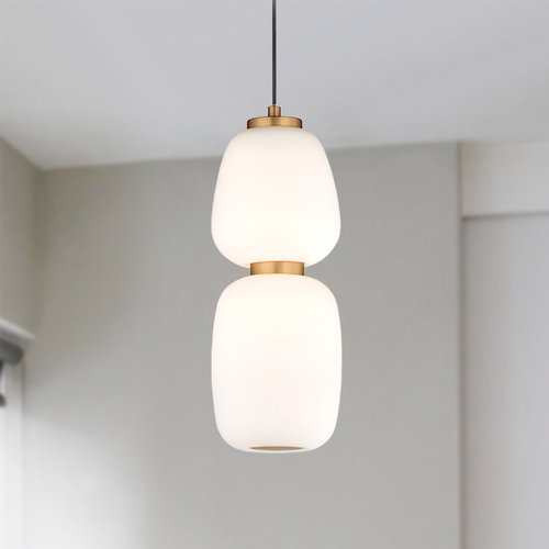 Soji 2-Light LED Pendant in Black & Gold by ET2 Lighting