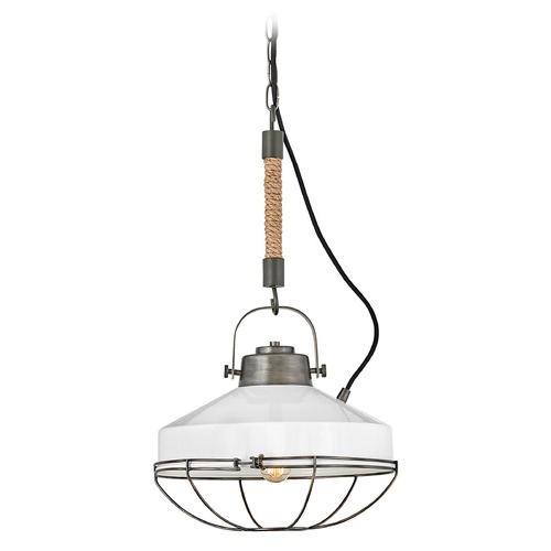 Hinkley Brooklyn Medium Pendant in Bronze & Polished White by Hinkley Lighting 34907BU