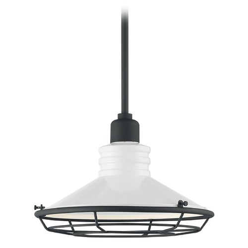 Blue Harbor Gloss White & Black Accents Outdoor Hanging Light by Satco Lighting