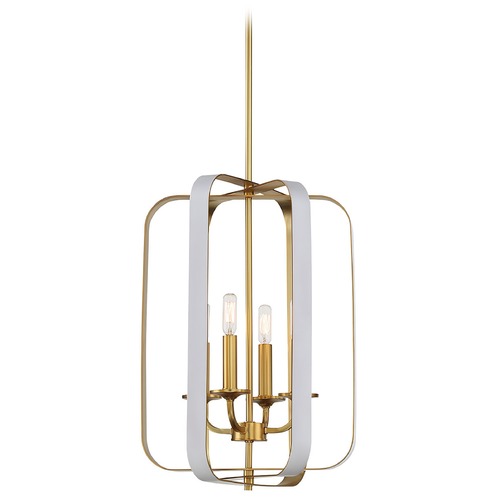 Aureum Matte White with Honey Gold Pendant by Minka Lavery