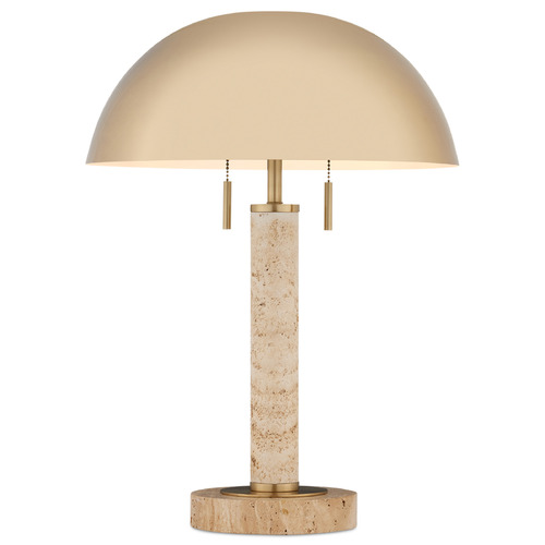 Currey and Company Miles Brass / Natural LED Table Lamp with Bowl / Dome Shade