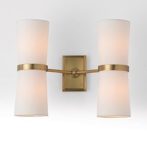 Inwood Double Sconce in Antique Brass & Linen by Arteriors Home